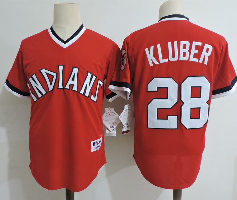 Custom Fan-Made Corey Kluber Navy Cleveland Guardians #28 Red Baseball Jersey