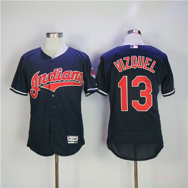 Custom Fan-Made Omar Vizquel Cleveland Guardians #13 Blue Baseball Jersey