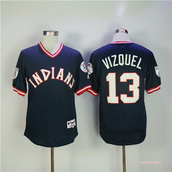 Custom Fan-Made Omar Vizquel Cleveland Guardians #13 Blue Baseball Jersey