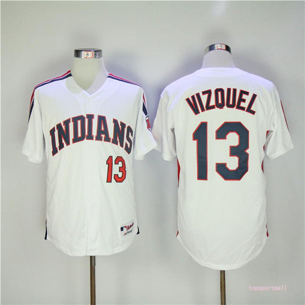 Custom Fan-Made Omar Vizquel Cleveland Guardians #13 White Baseball Jersey