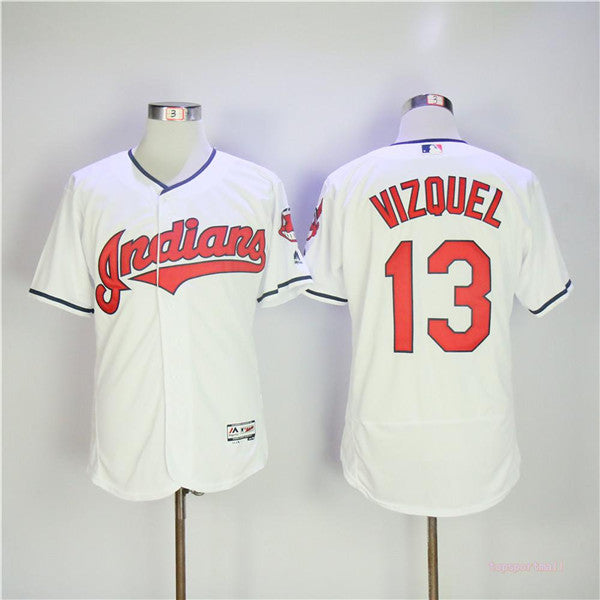 Custom Fan-Made Omar Vizquel Cleveland Guardians #13 White Baseball Jersey
