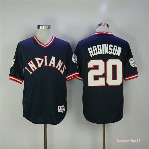 Custom Fan-Made Frank Robinson Cleveland Guardians #20 Blue Baseball Jersey
