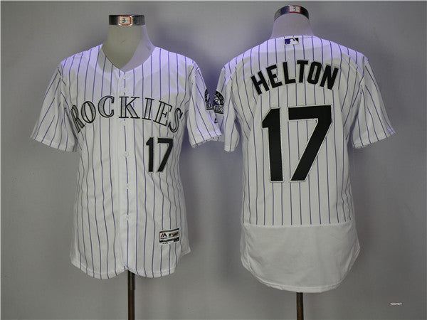Custom Fan-Made Todd Helton Pinstripe Colorado Rockies #17 White Baseball Jersey