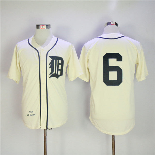 Custom Fan-Made Al Kaline Detroit Tigers #6 Throwback Baseball Jersey