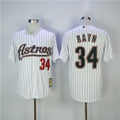 Custom Fan-Made Nolan Ryan Pinstripe Houston Astros #34 White Baseball Jersey