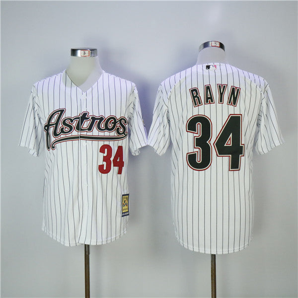 Custom Fan-Made Nolan Ryan Pinstripe Houston Astros #34 White Baseball Jersey