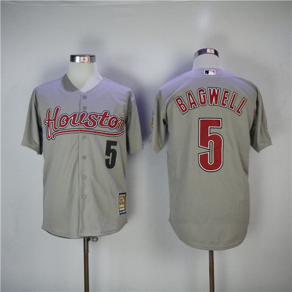 Custom Fan-Made Jeff Bagwell Houston Astros #5 Grey 2006 Baseball Jersey