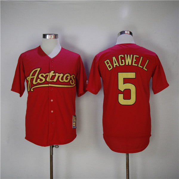 Custom Fan-Made Jeff Bagwell Houston Astros #5 Red 2002 Baseball Jersey