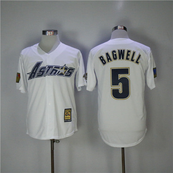 Custom Fan-Made Jeff Bagwell Houston Astros #5 White Baseball Jersey