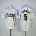 Custom Fan-Made Jeff Bagwell Pinstripe Houston Astros #5 White Baseball Jersey