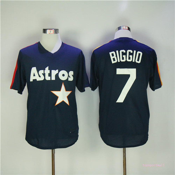 Custom Fan-Made Craig Biggio BP Houston Astros #7 Blue Baseball Jersey