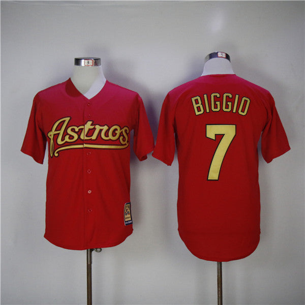 Custom Fan-Made Craig Biggio Houston Astros #7 Red 2002 Baseball Jersey