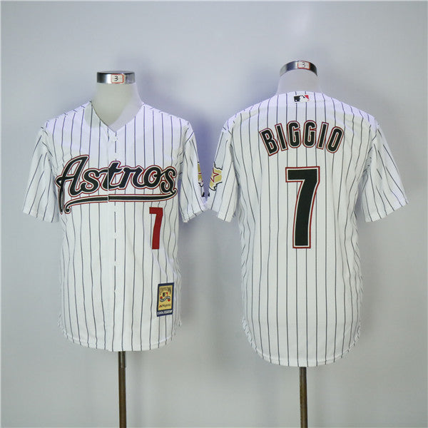 Custom Fan-Made Craig Biggio Pinstripe Houston Astros #7 White Baseball Jersey