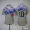 Custom Fan-Made Justin Turner Los Angeles Dodgers #10 Grey Baseball Jersey