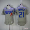 Custom Fan-Made Yu Darvish Los Angeles Dodgers #21 Grey Baseball Jersey
