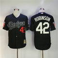 Custom Fan-Made Jackie Robinson Los Angeles Dodgers #42 Black Throwback Baseball Jersey