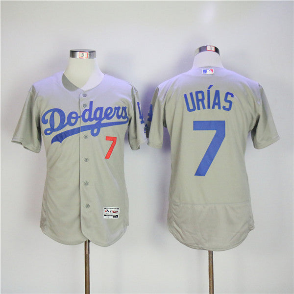 Custom Fan-Made Julio Urias Los Angeles Dodgers #7 Grey Baseball Jersey