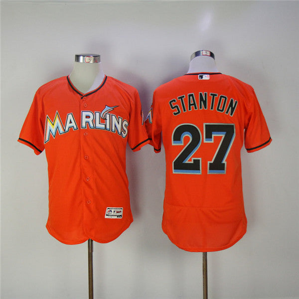 Custom Fan-Made Mike Stanton Miami Marlins #27 Orange Baseball Jersey