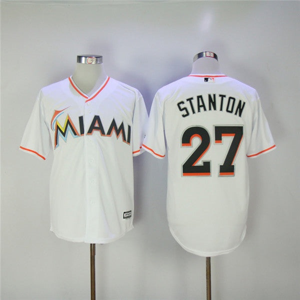 Custom Fan-Made Mike Stanton Miami Marlins #27 White Baseball Jersey