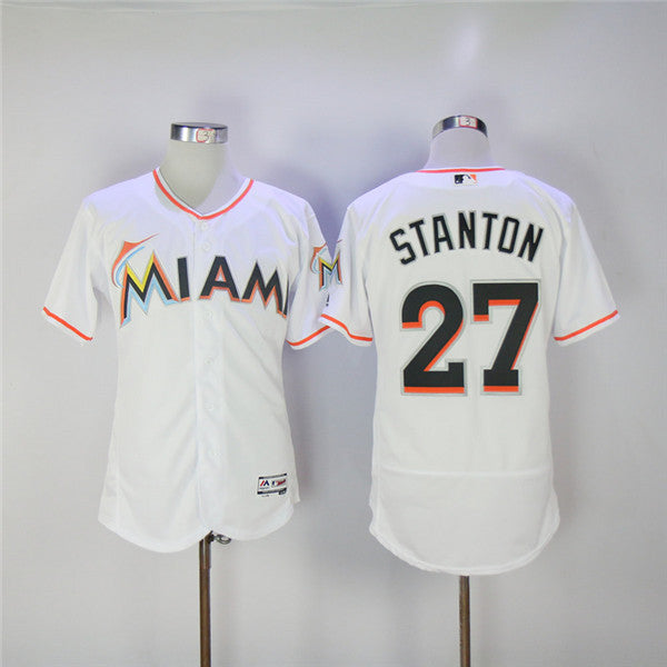 Custom Fan-Made Mike Stanton Miami Marlins #27 White Baseball Jersey