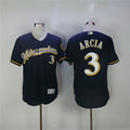 Custom Fan-Made Orlando Arcia Pinstripe Milwaukee Brewers #3 Blue Baseball Jersey