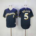 Custom Fan-Made Jonathan Villar Milwaukee Brewers #5 Blue Baseball Jersey