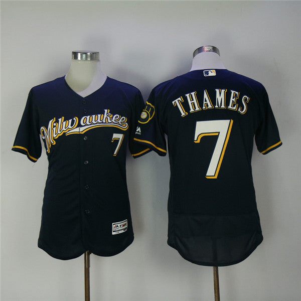 Custom Fan-Made Eric Thames Milwaukee Brewers #7 Blue Baseball Jersey