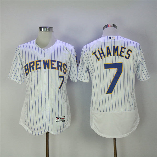 Custom Fan-Made Eric Thames Milwaukee Brewers #7 White Baseball Jersey