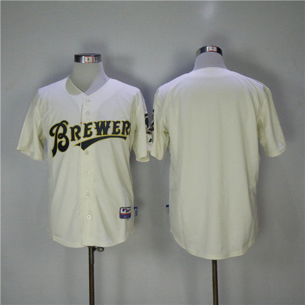 Custom Fan-Made Beige Throwback Milwaukee Brewers Baseball Jersey Milwaukee Brewers Throwback Baseball Jersey