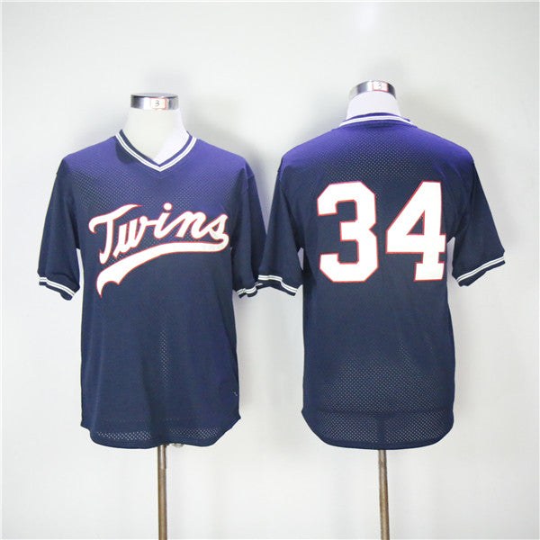 Custom Fan-Made Kirby Puckett Minnesota Twins #34 Blue Throwback Baseball Jersey