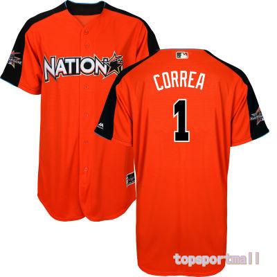 Custom Fan-Made Carlos Correa Style #1 Orange 2017 All-Star Edition Baseball Jersey