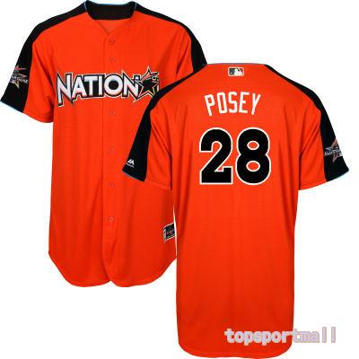 Custom Fan-Made Buster Posey Style #28 Orange 2017 All-Star Edition Baseball Jersey