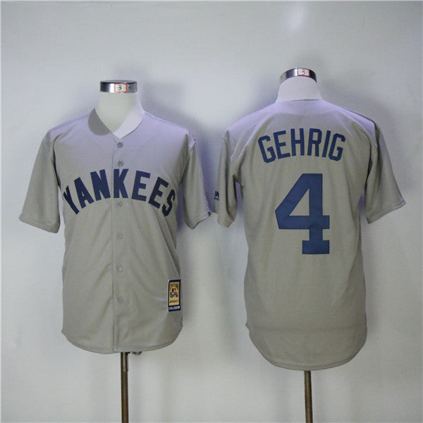 Custom Fan-Made Lou Gehrig New York Yankees #4 Grey Throwback Baseball Jersey