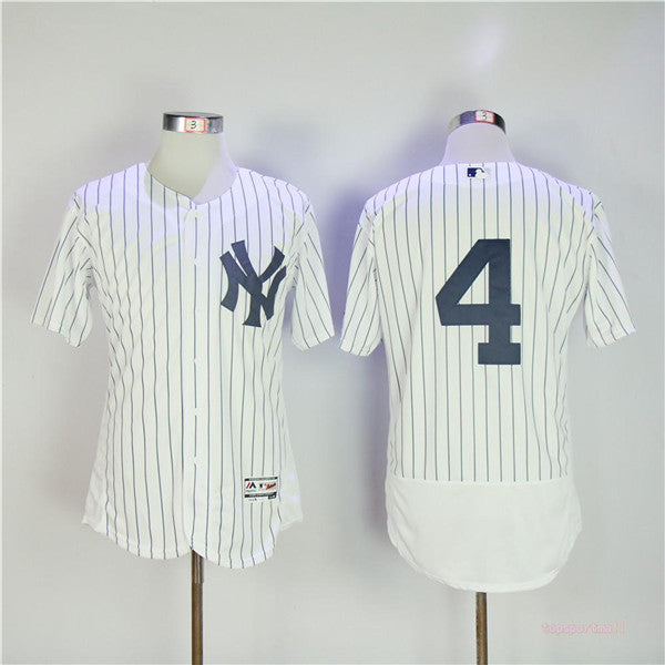 Custom Fan-Made Lou Gehrig Pinstripe New York Yankees #4 White Baseball Jersey