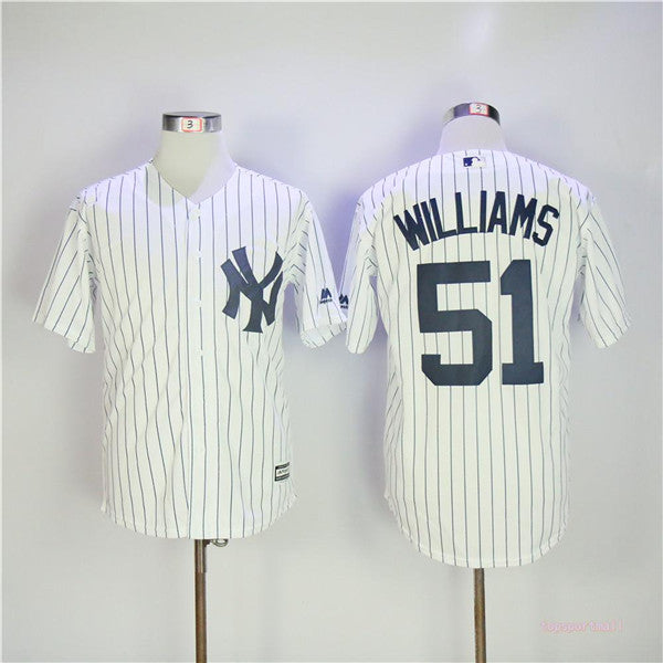 Custom Fan-Made Bernie Williams Pinstripe New York Yankees #51 White Baseball Jersey