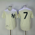 Custom Fan-Made Mickey Mantle Biege New York Yankees #7 1951 Throwback Baseball Jersey