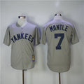 Custom Fan-Made Mickey Mantle New York Yankees #7 Grey Throwback Baseball Jersey