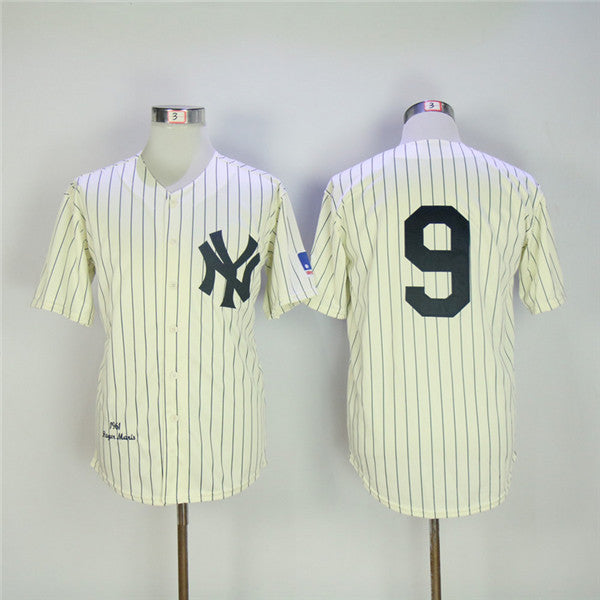 Custom Fan-Made Roger Maris Biege New York Yankees #9 1951 Throwback Baseball Jersey