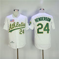 Custom Fan-Made Rickey Henderson Oakland Athletics #24 White Throwback Baseball Jersey