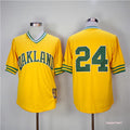 Custom Fan-Made Rickey Henderson Oakland Athletics #24 Yellow 1981 Throwback Baseball Jersey