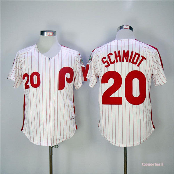 Custom Fan-Made Mike Schmidt Philadelphia Phillies #20 White 1983 Throwback Baseball Jersey