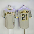 Custom Fan-Made Roberto Clemente Pittsburgh Pirates #21 Grey Throwback Baseball Jersey