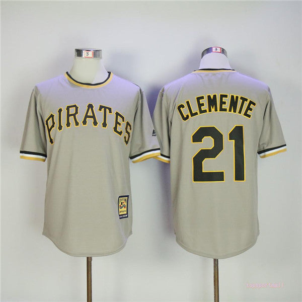 Custom Fan-Made Roberto Clemente Pittsburgh Pirates #21 Grey Throwback Baseball Jersey