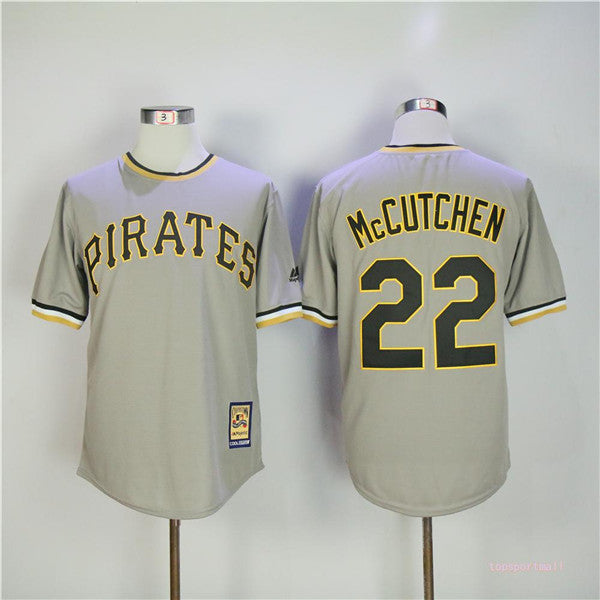 Custom Fan-Made Andrew McCutchen Pittsburgh Pirates #22 Grey Throwback Baseball Jersey