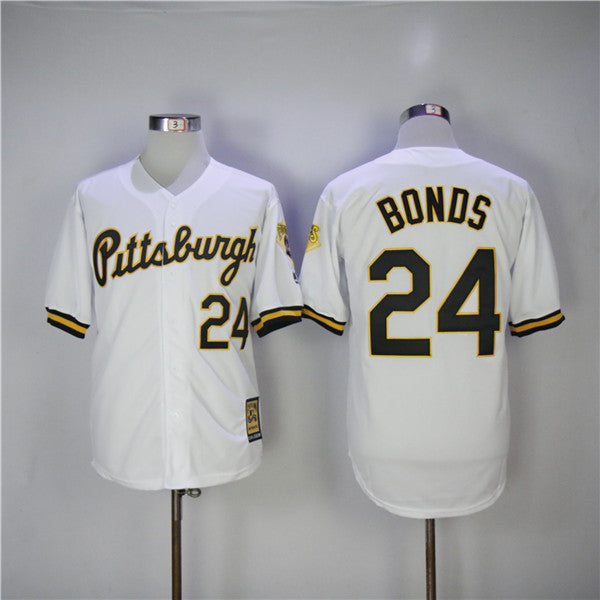 Custom Fan-Made Barry Bonds Pittsburgh Pirates #24 White 1990 Throwback Baseball Jersey