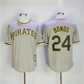 Custom Fan-Made Barry Bonds Pittsburgh Pirates #24 Grey Throwback Baseball Jersey