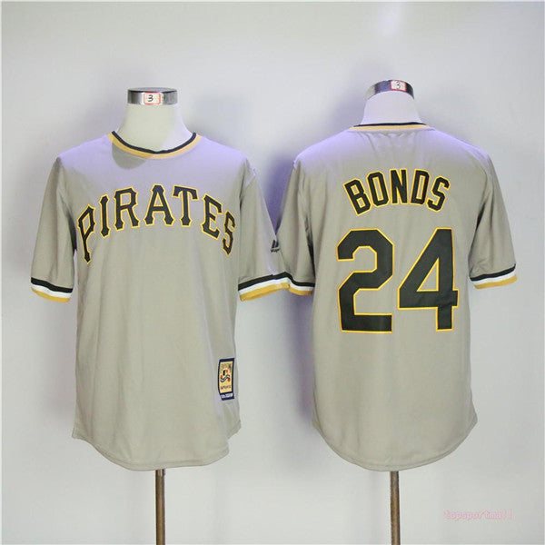 Custom Fan-Made Barry Bonds Pittsburgh Pirates #24 Grey Throwback Baseball Jersey