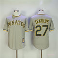Custom Fan-Made Jung Ho Kang Pittsburgh Pirates #27 Grey Throwback Baseball Jersey