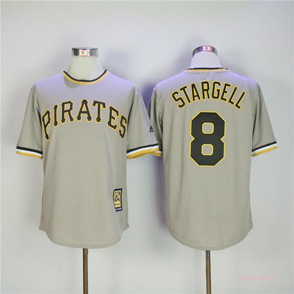 Custom Fan-Made Willie Stargell Pittsburgh Pirates #8 Grey Throwback Baseball Jersey