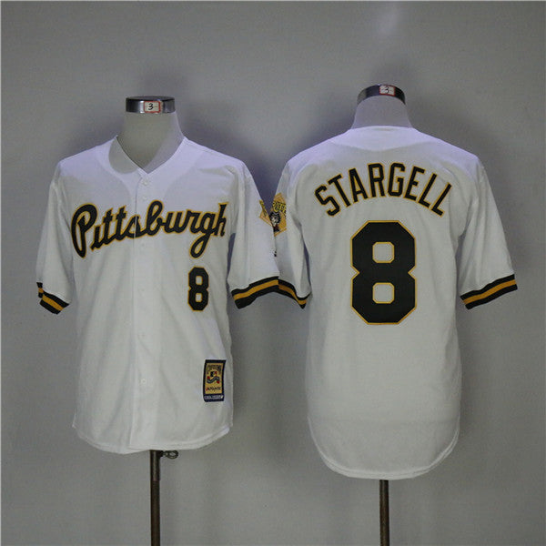 Custom Fan-Made Willie Stargell Pittsburgh Pirates #8 White Throwback Baseball Jersey